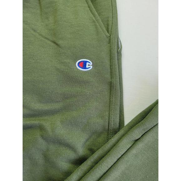 Champion Powerblend Fleece Men's Slim Fit Sweatpants L Olive Green Lounge Pants - Picture 8 of 9